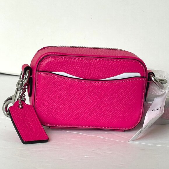 Coach Mini Crossbody Pouch Pink Crossgrain Leather CP271 Cards Earbuds Case - Picture 5 of 12